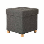 Pouf - with storage space - wooden legs - seat box - beige