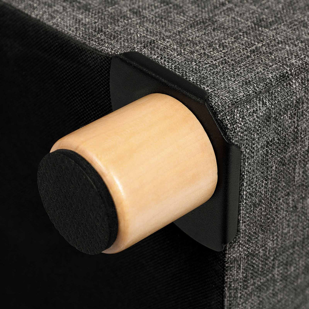 Pouf - with storage space - wooden legs - seat box - beige