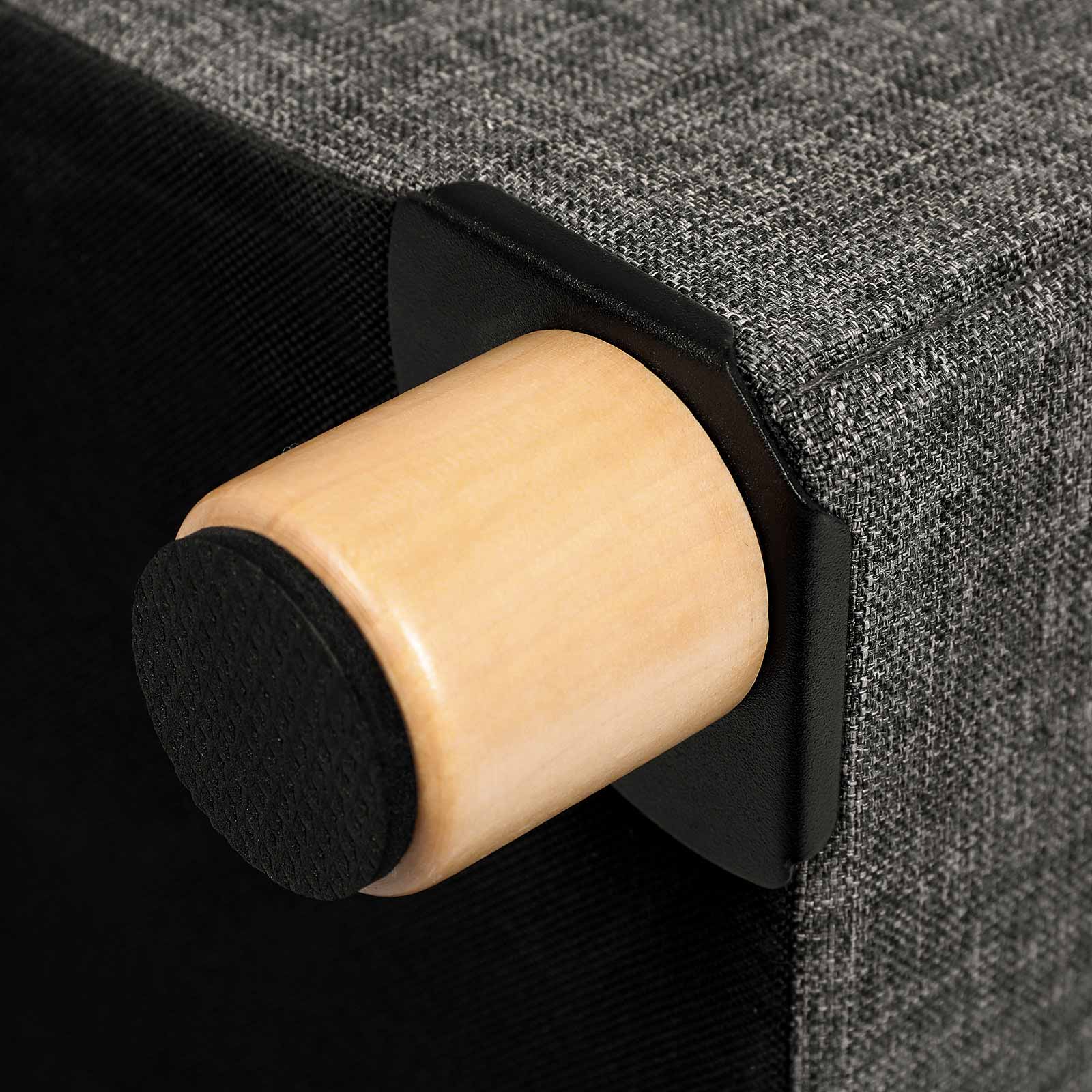 Pouf - with storage space - wooden legs - seat box - beige