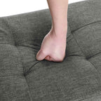 Seat box - Pouf with storage space and lid - Footstool - Wooden legs - 76 x 38 x 40 cm - Dark gray