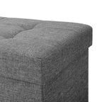 Seat box - Pouf with storage space and lid - Footstool - Wooden legs - 76 x 38 x 40 cm - Dark gray