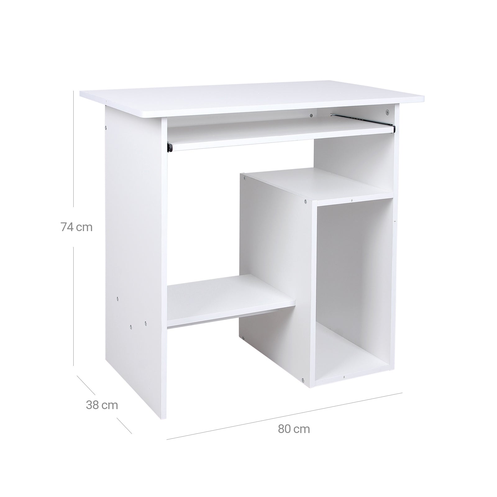 Desk - with extendable keyboard - White