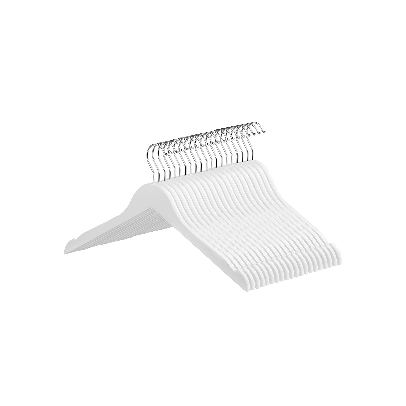Kleerhangers - Solid wood pendants - Set of 20 - With notches - White