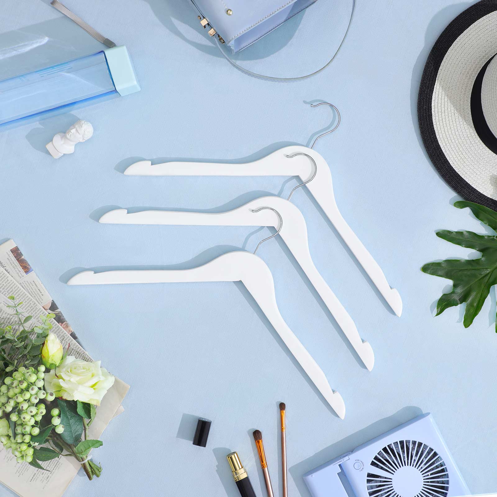 Kleerhangers - Solid wood pendants - Set of 20 - With notches - White