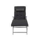Lounge chair - Foldable - With removable cushion - Stainless aluminum - Black