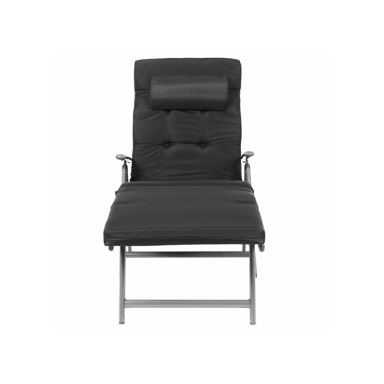 Lounge chair - Foldable - With removable cushion - Stainless aluminum - Black