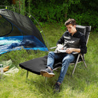 Lounge chair - Foldable - With removable cushion - Stainless aluminum - Black