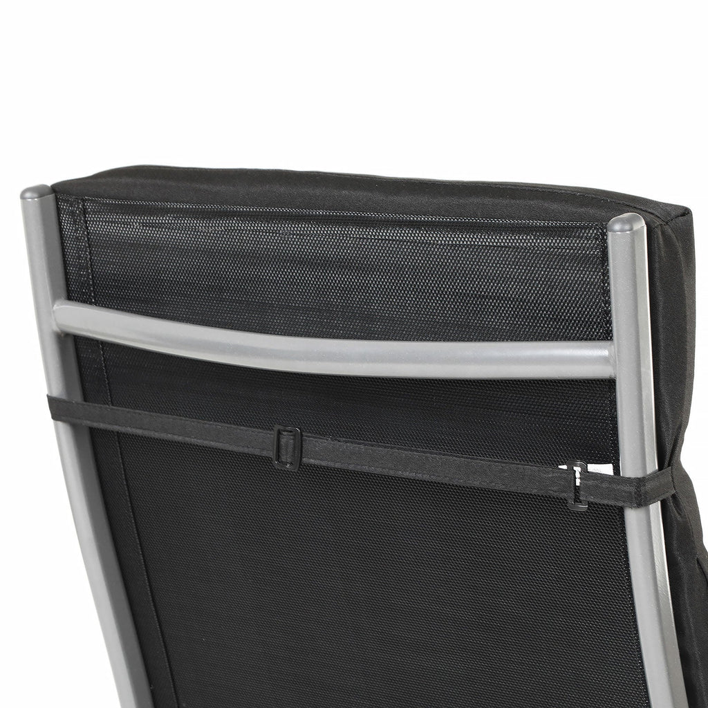 Lounge chair - Foldable - With removable cushion - Stainless aluminum - Black