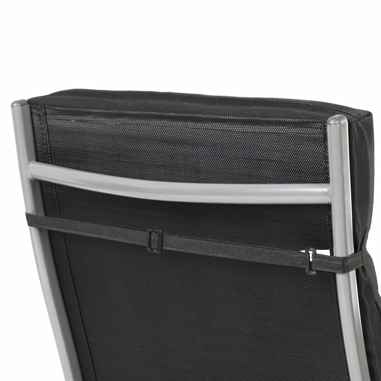 Lounge chair - Foldable - With removable cushion - Stainless aluminum - Black