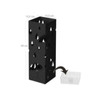 Umbrella holder - Metal square - With 4 hooks and water collection bin - Black