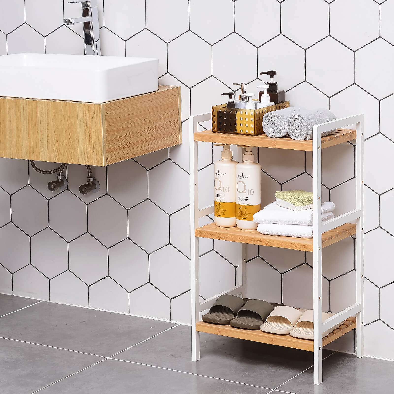 Bamboerek - Kitchen rack - Bathroom rack - Bookcase - 3 shelves - 45 x 31.5 x 80 cm