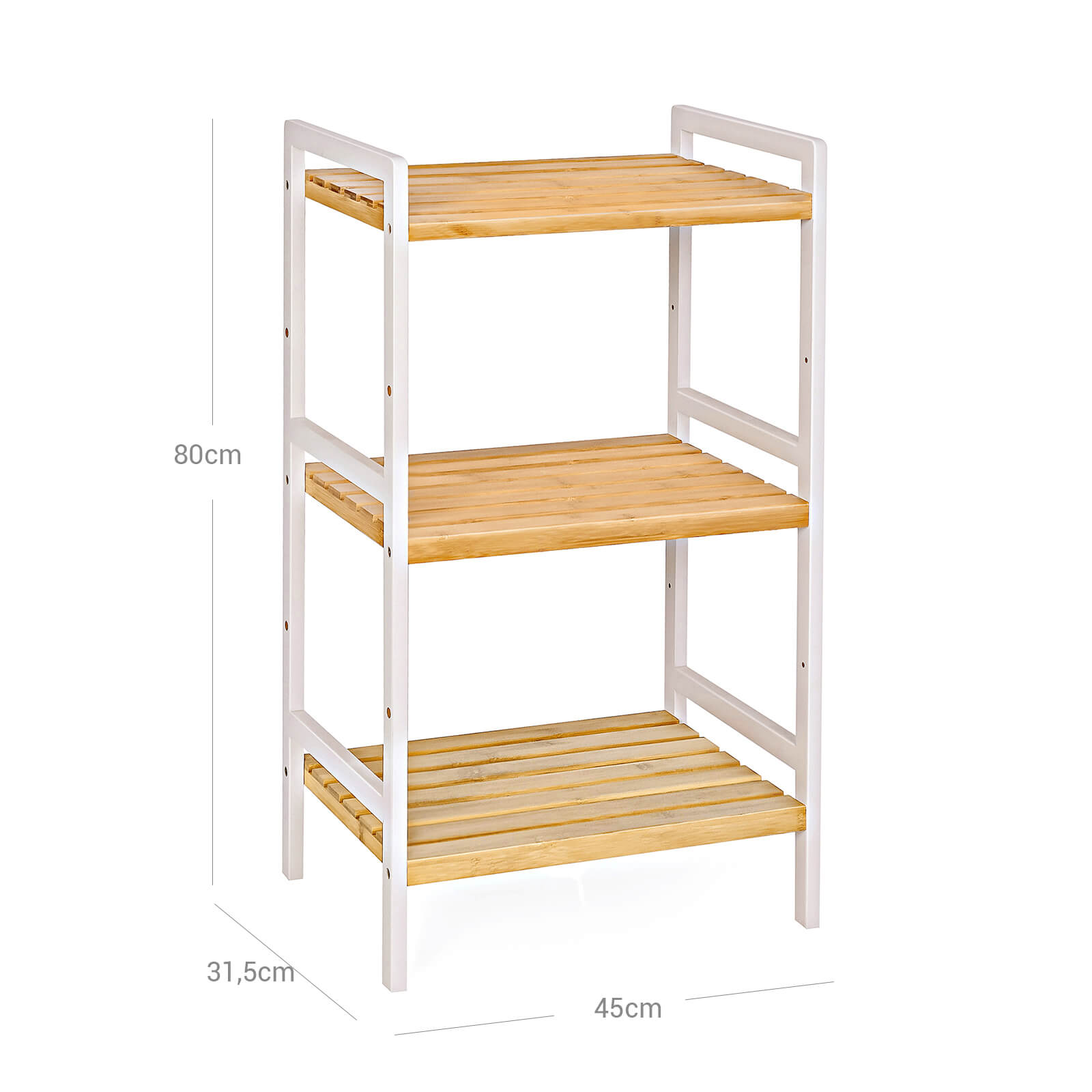 Bamboerek - Kitchen rack - Bathroom rack - Bookcase - 3 shelves - 45 x 31.5 x 80 cm