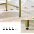 Bathroom cabinet - 4 levels - Open cupboard made of hardened glass - Gold -colored steel frame