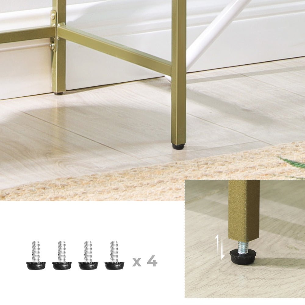 Bathroom cabinet - 4 levels - Open cupboard made of hardened glass - Gold -colored steel frame