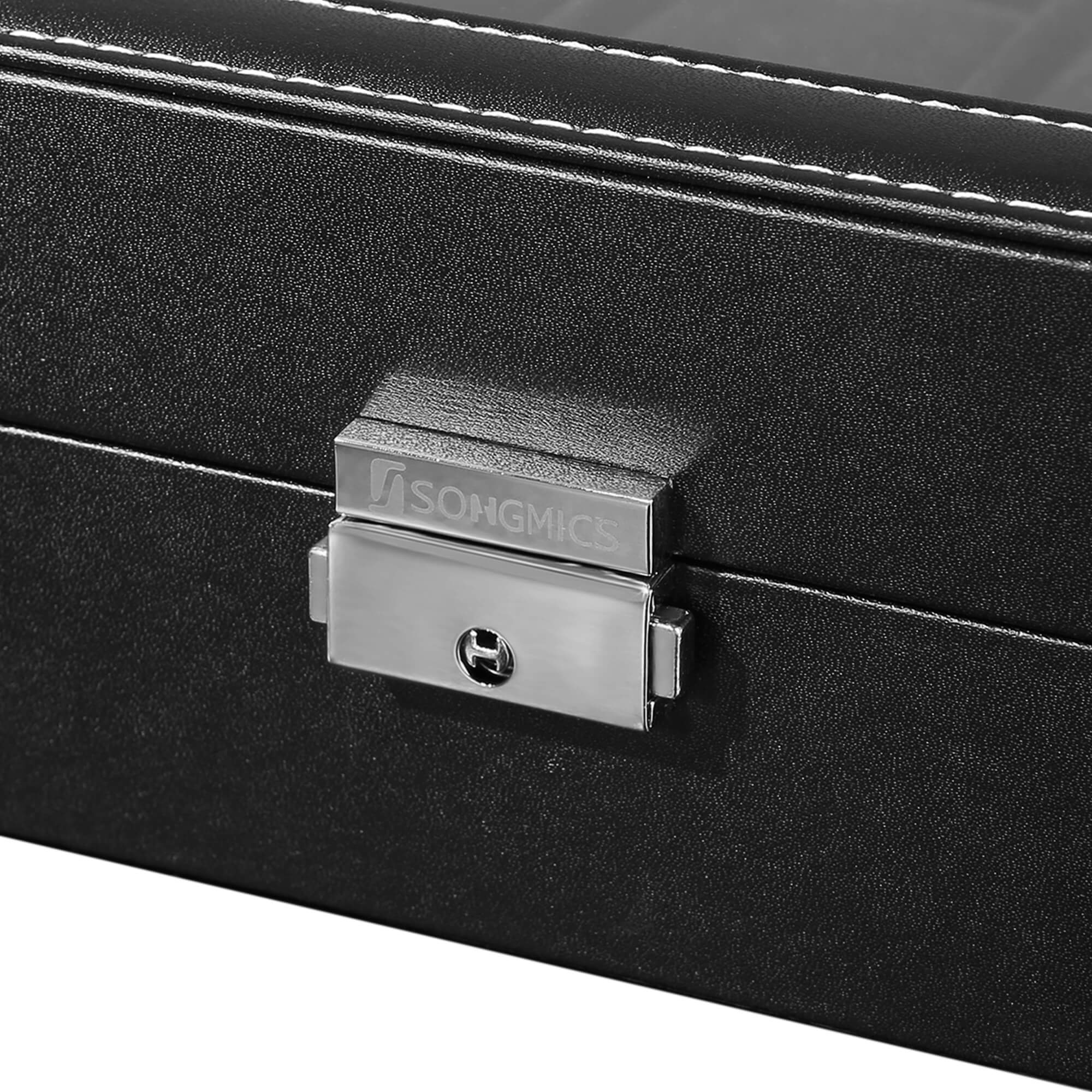 Watchbox - 12 watches - Glass lid - Black