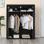 Wardrobe - Fabric case with 2 rods - 140 x 43 x 174 cm - Black