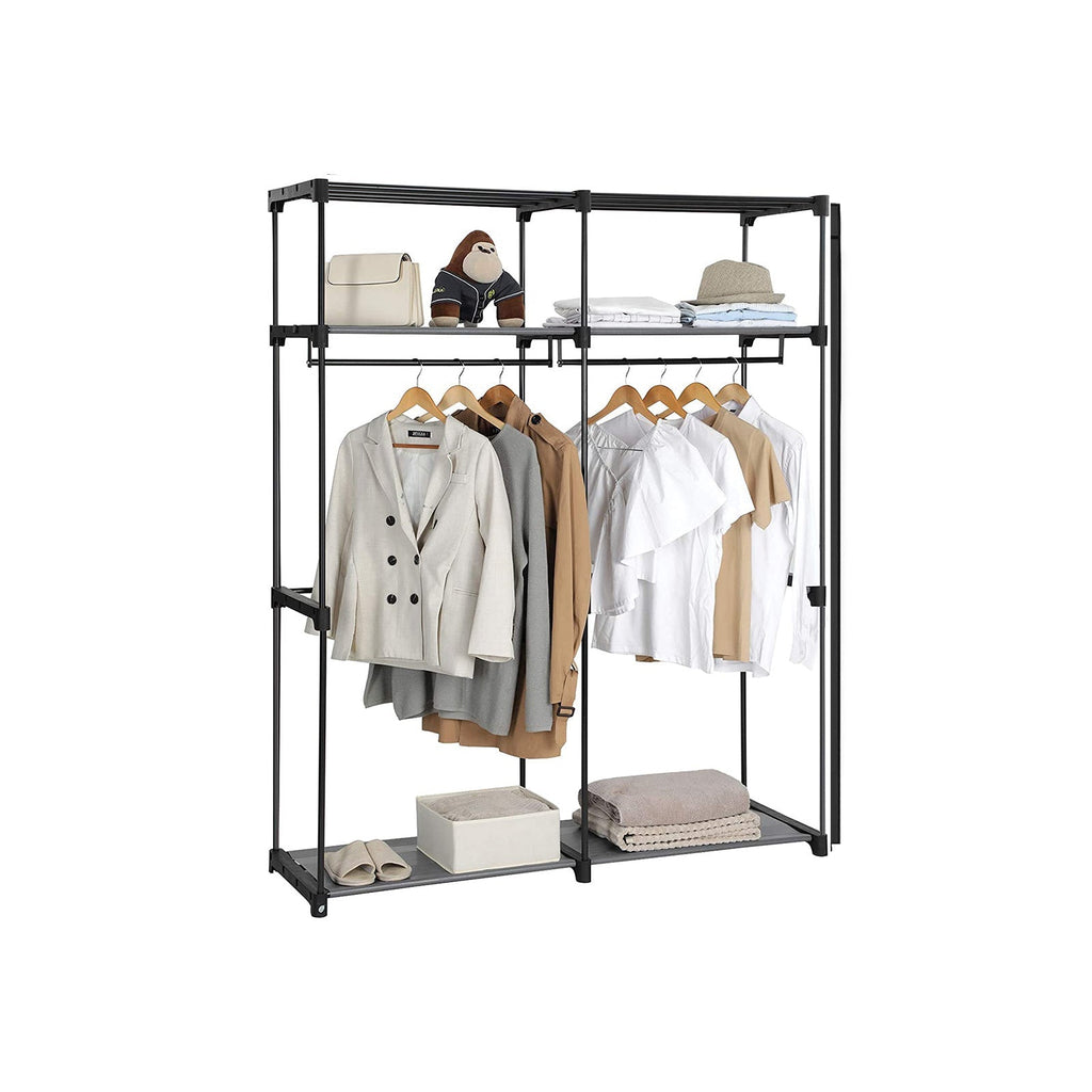 Wardrobe - Fabric case with 2 rods - 140 x 43 x 174 cm - Black