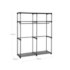 Wardrobe - Fabric case with 2 rods - 140 x 43 x 174 cm - Black