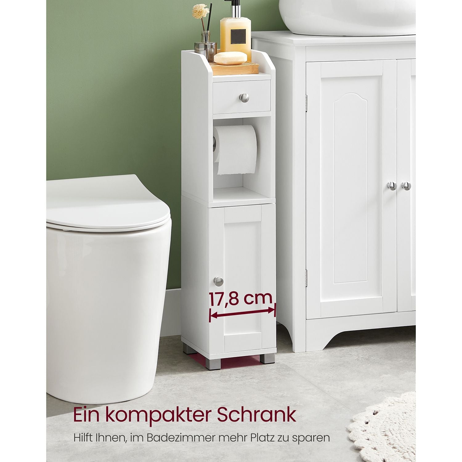 Toilet cupboard - Bathroom cabinet - With adjustable board - Waterproof legs - White