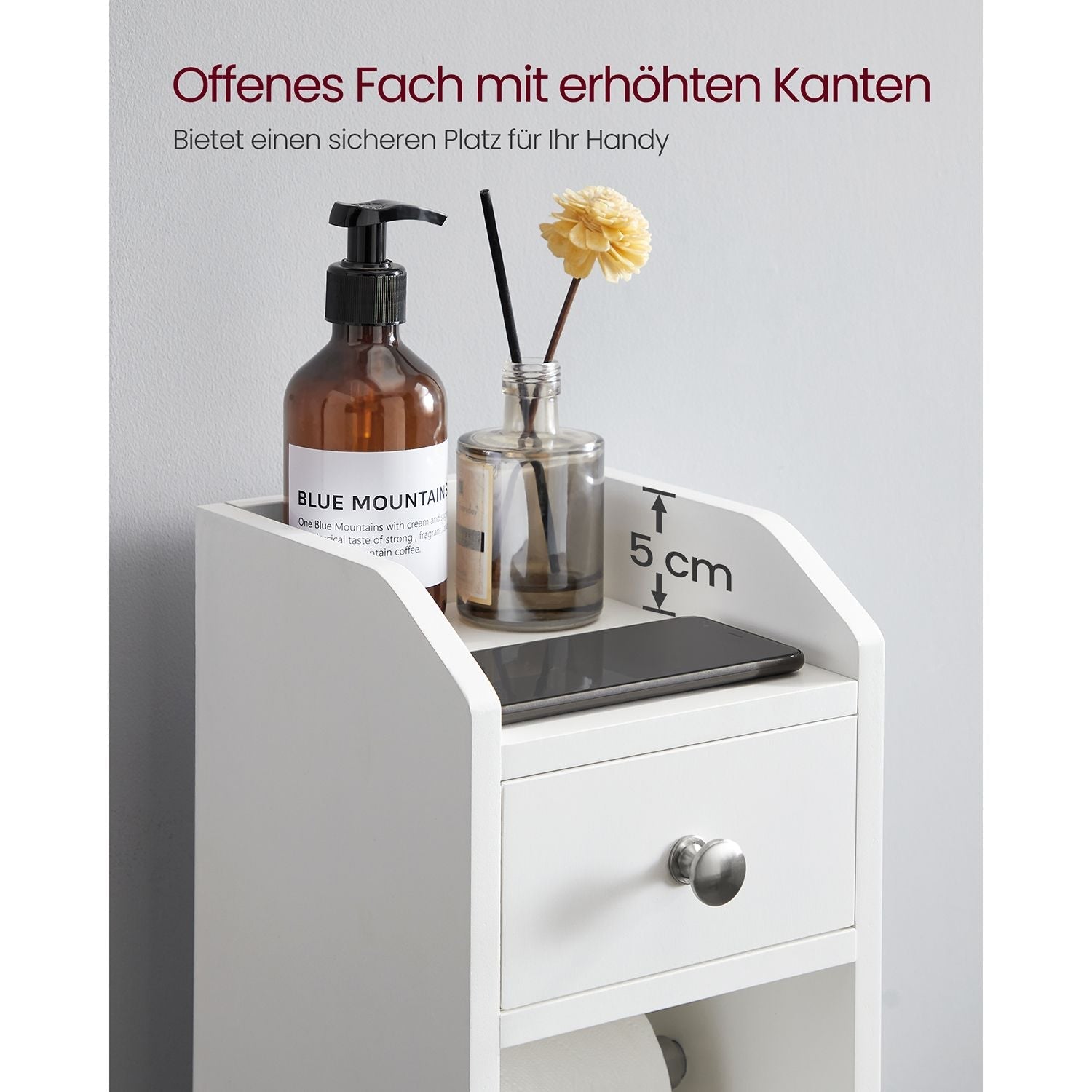 Toilet cupboard - Bathroom cabinet - With adjustable board - Waterproof legs - White