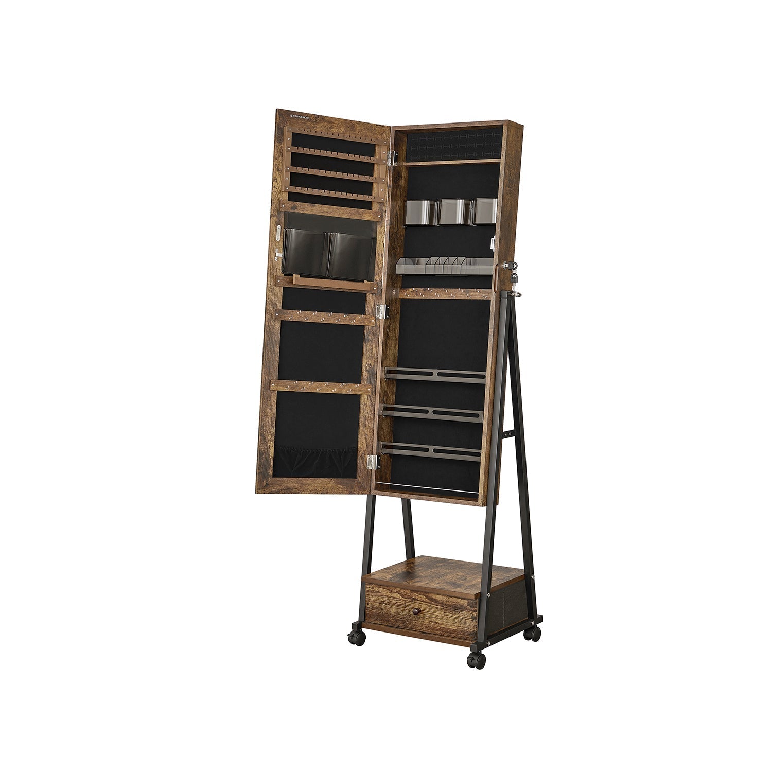 Jewelry Organizer - Jewelry cabinet - With mirror - With drawer - Lockable - White