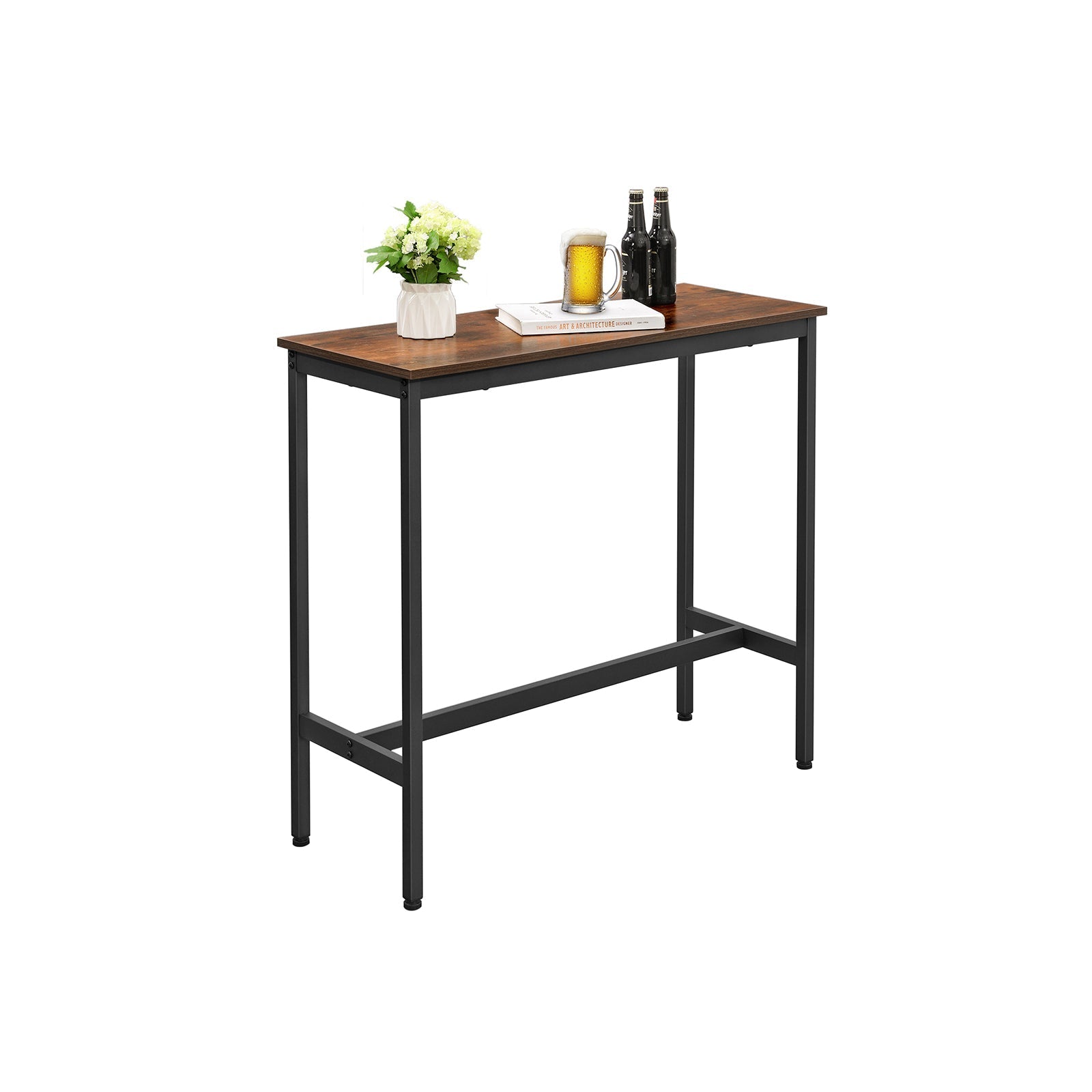 Bar table - narrow kitchen table - 120 x 40 x 100 cm - rectangular - brown/black