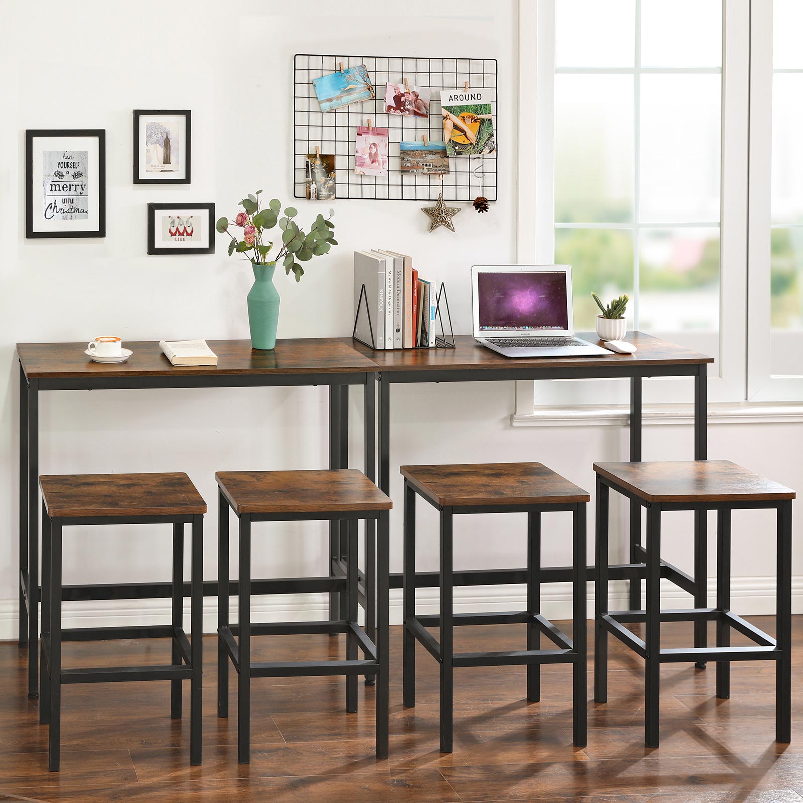Bar table - narrow kitchen table - 120 x 40 x 100 cm - rectangular - brown/black
