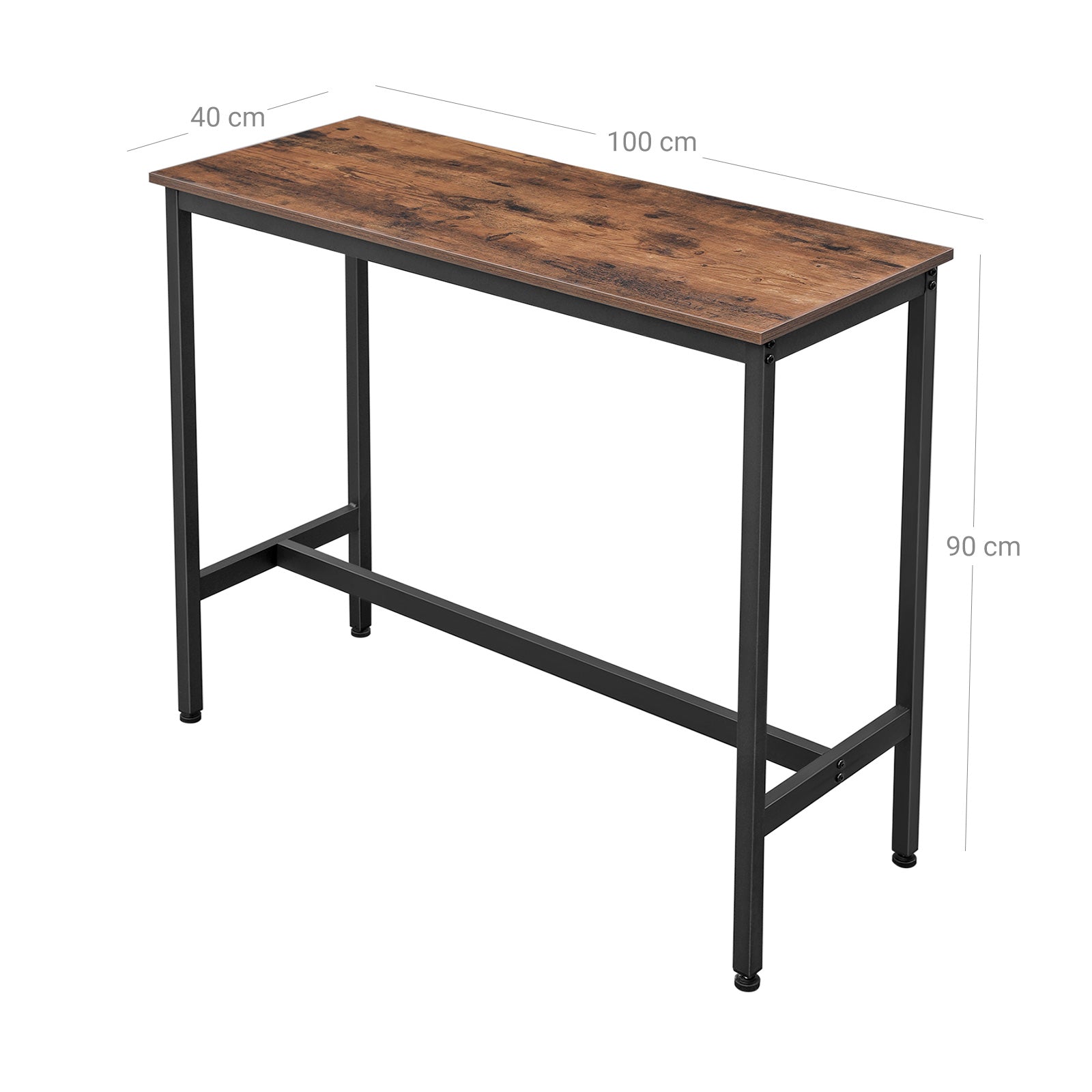 Bar table - narrow kitchen table - 120 x 40 x 100 cm - rectangular - brown/black