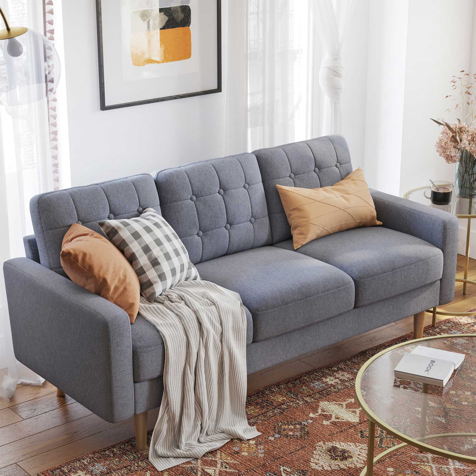 Sofa - 3 -seater living room bench - Updated - 182 x 80.5 x 84 cm - Gray