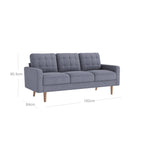 Sofa - 3 -seater living room bench - Updated - 182 x 80.5 x 84 cm - Gray