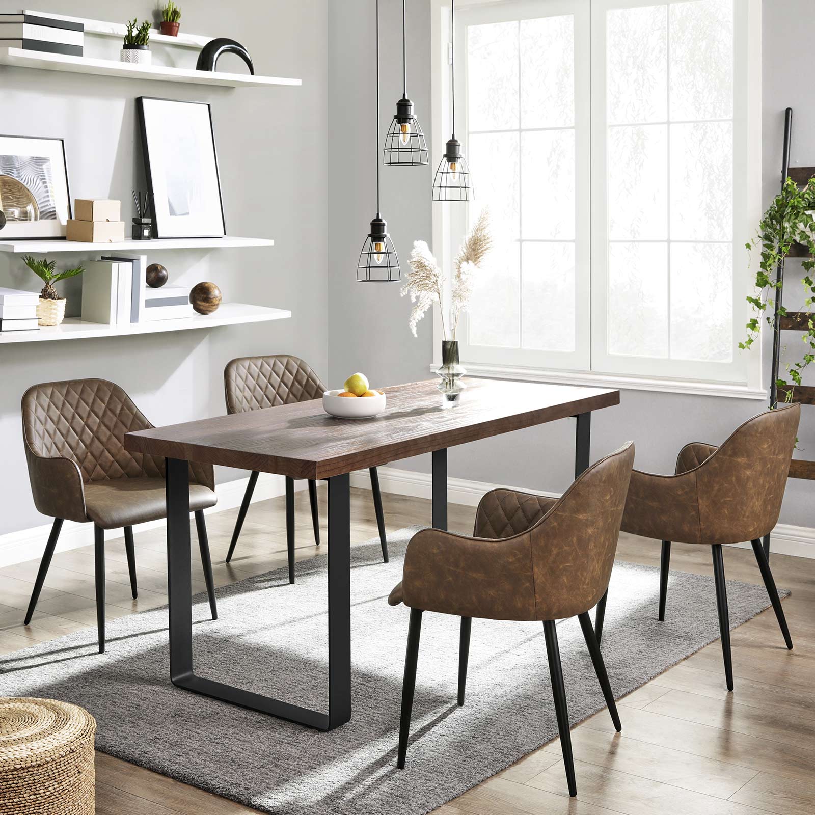 Dining room chair - Kitchen chair - Velvet seat - Metal legs - brown