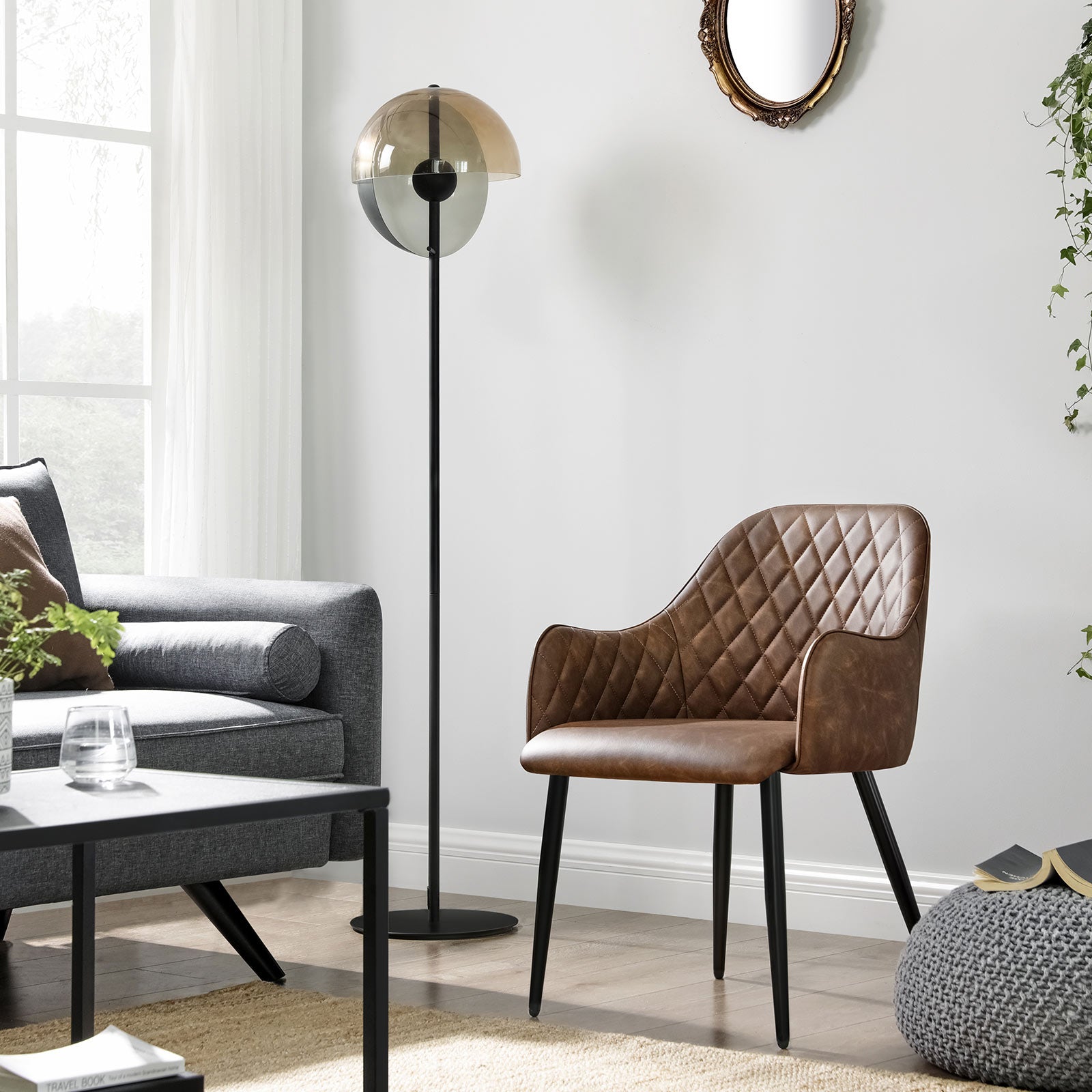 Dining room chair - Kitchen chair - Velvet seat - Metal legs - brown