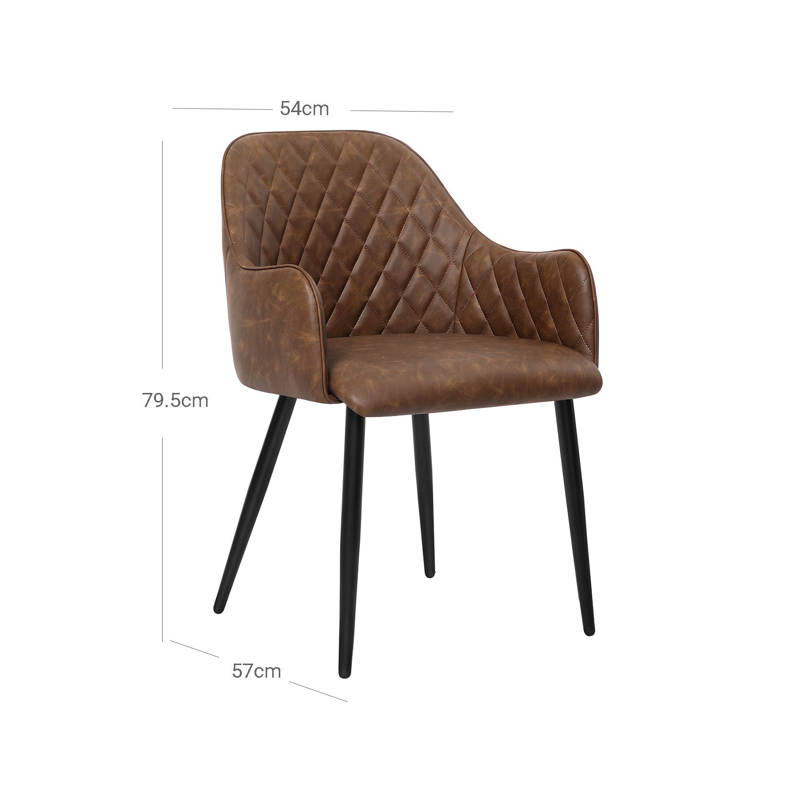 Dining room chair - Kitchen chair - Velvet seat - Metal legs - brown