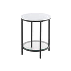 Side table - 2 levels - White Marble look - Black frame