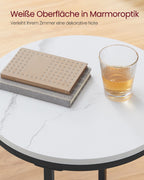 Side table - 2 levels - White Marble look - Black frame