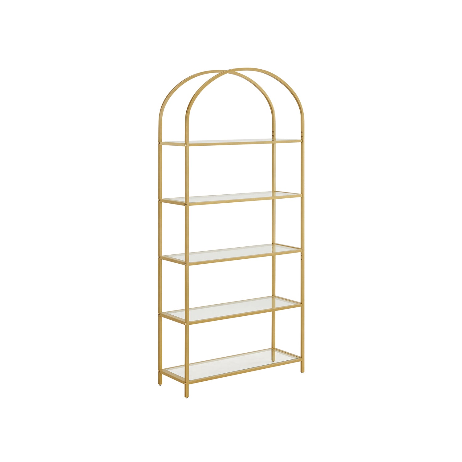 Bookcase - 5 shelves - tempered glass