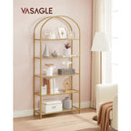 Bookcase - 5 shelves - tempered glass
