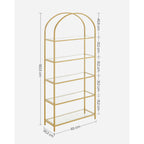 Bookcase - 5 shelves - tempered glass