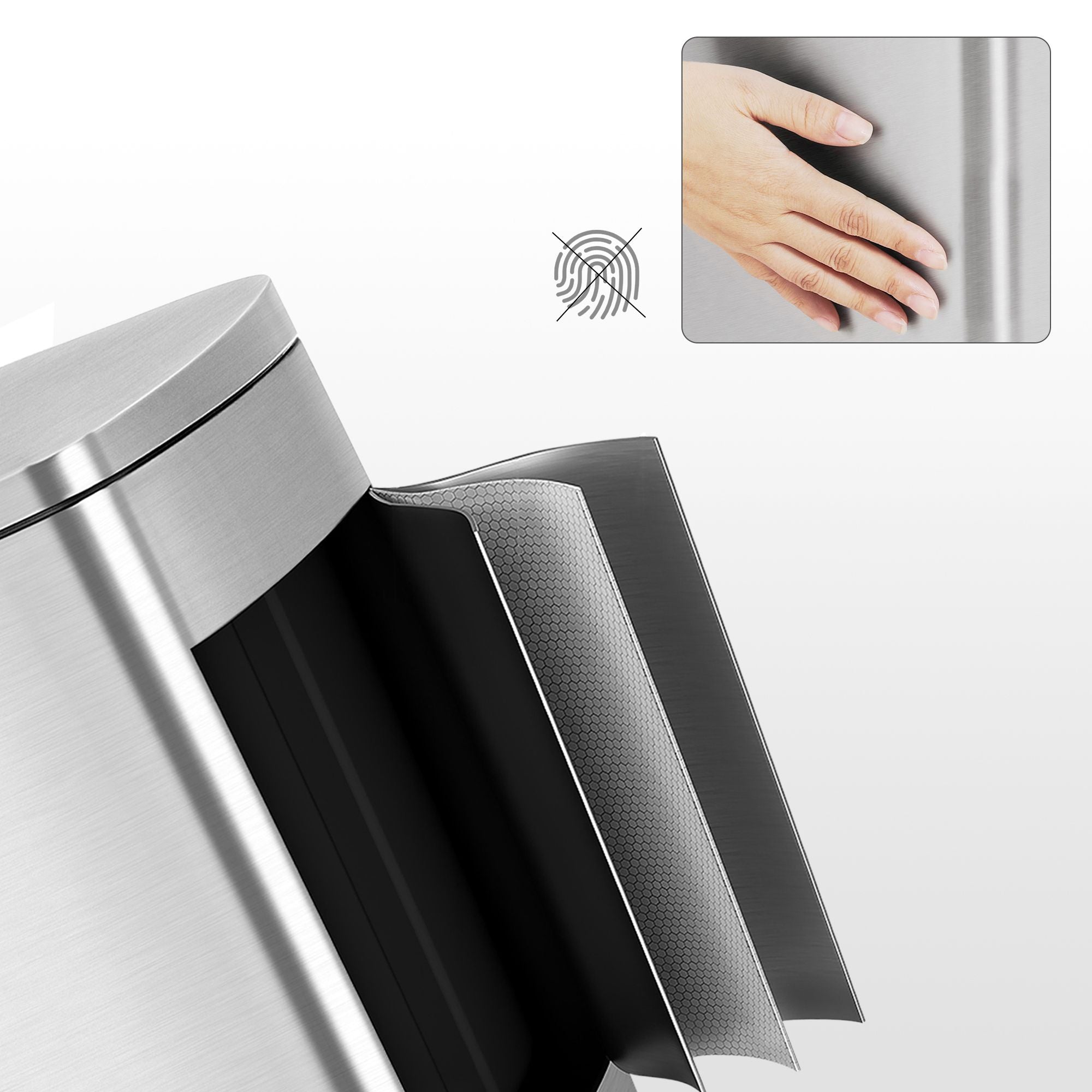 Garbage bin - Pedal bin - 50l - Stainless steel - Softclose - airtight - plastic inner bucket