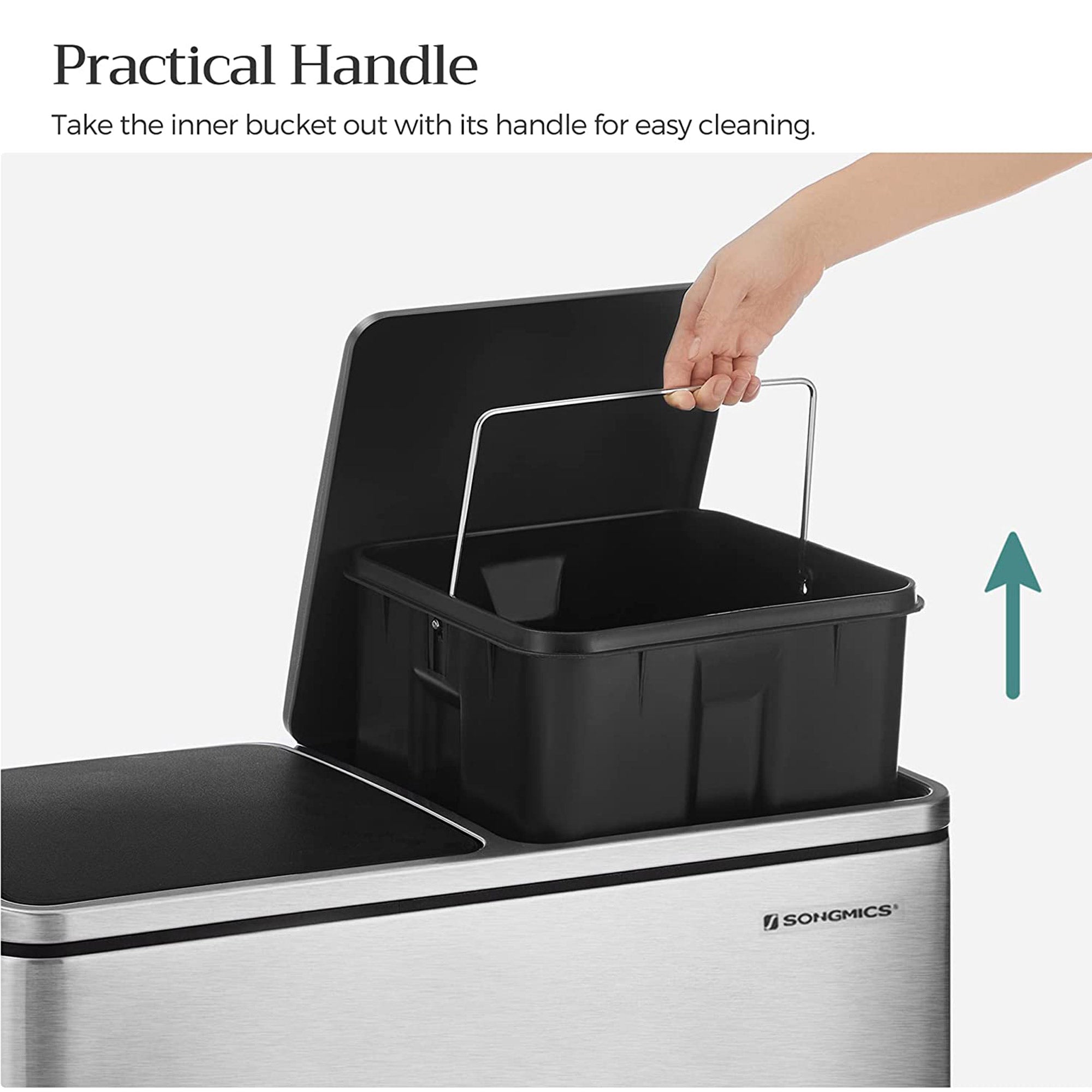 Waste bin - 2 x 30 l - airtight - waste separation - silver
