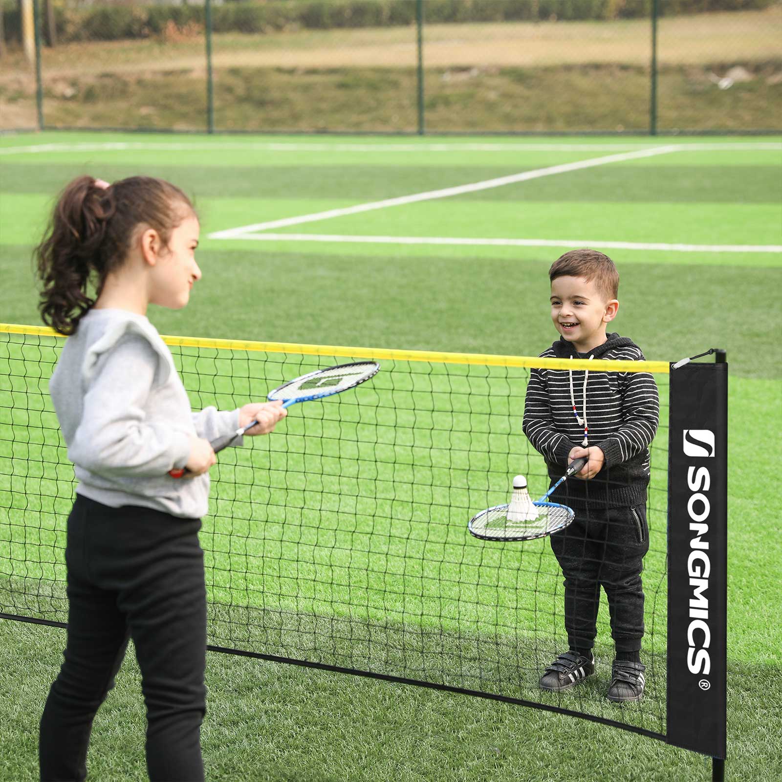 BadmintonNet - adjustable tennis network - Including standard and carrier bag - Yellow/Black