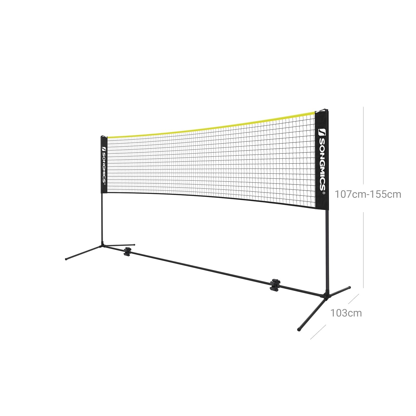 BadmintonNet - adjustable tennis network - Including standard and carrier bag - Yellow/Black