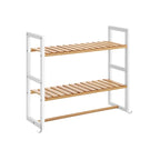 Bathroom shelf - Bamboo side cupboard with 2 shelves - Towel rack