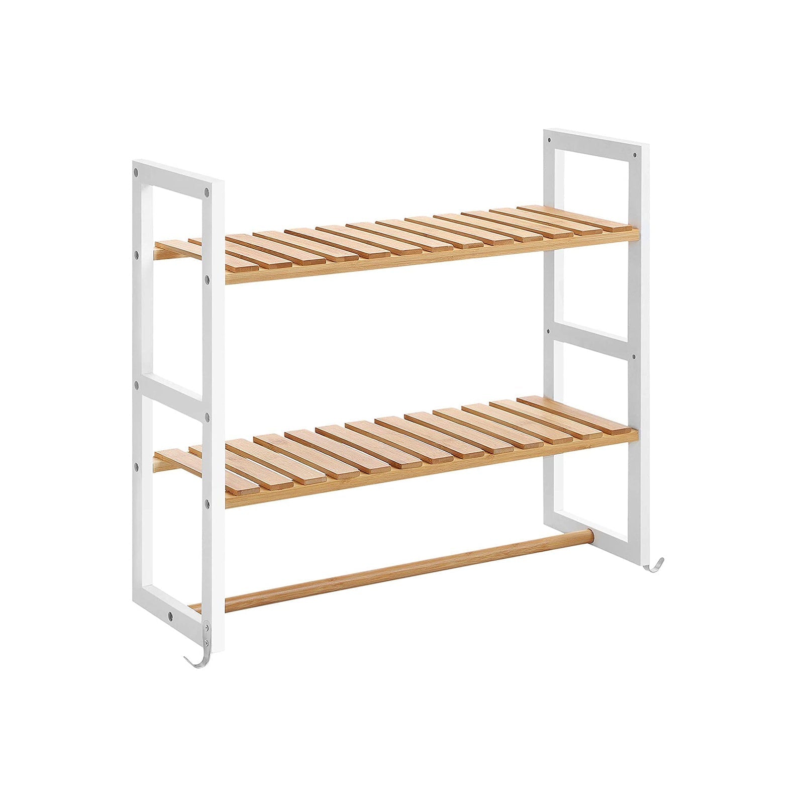 Bathroom shelf - Bamboo side cupboard with 2 shelves - Towel rack