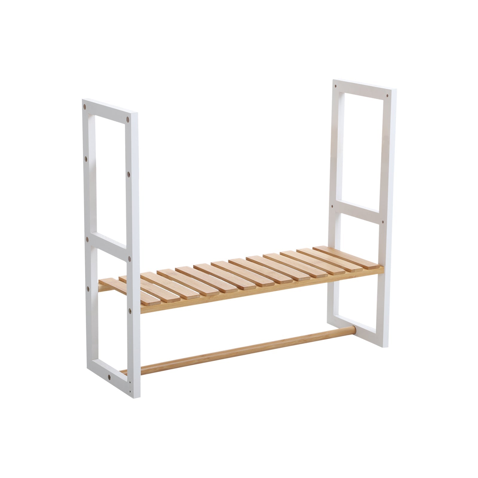 Bathroom shelf - Bamboo side cupboard with 2 shelves - Towel rack