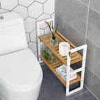 Bathroom shelf - Bamboo side cupboard with 2 shelves - Towel rack