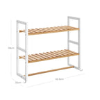 Bathroom shelf - Bamboo side cupboard with 2 shelves - Towel rack