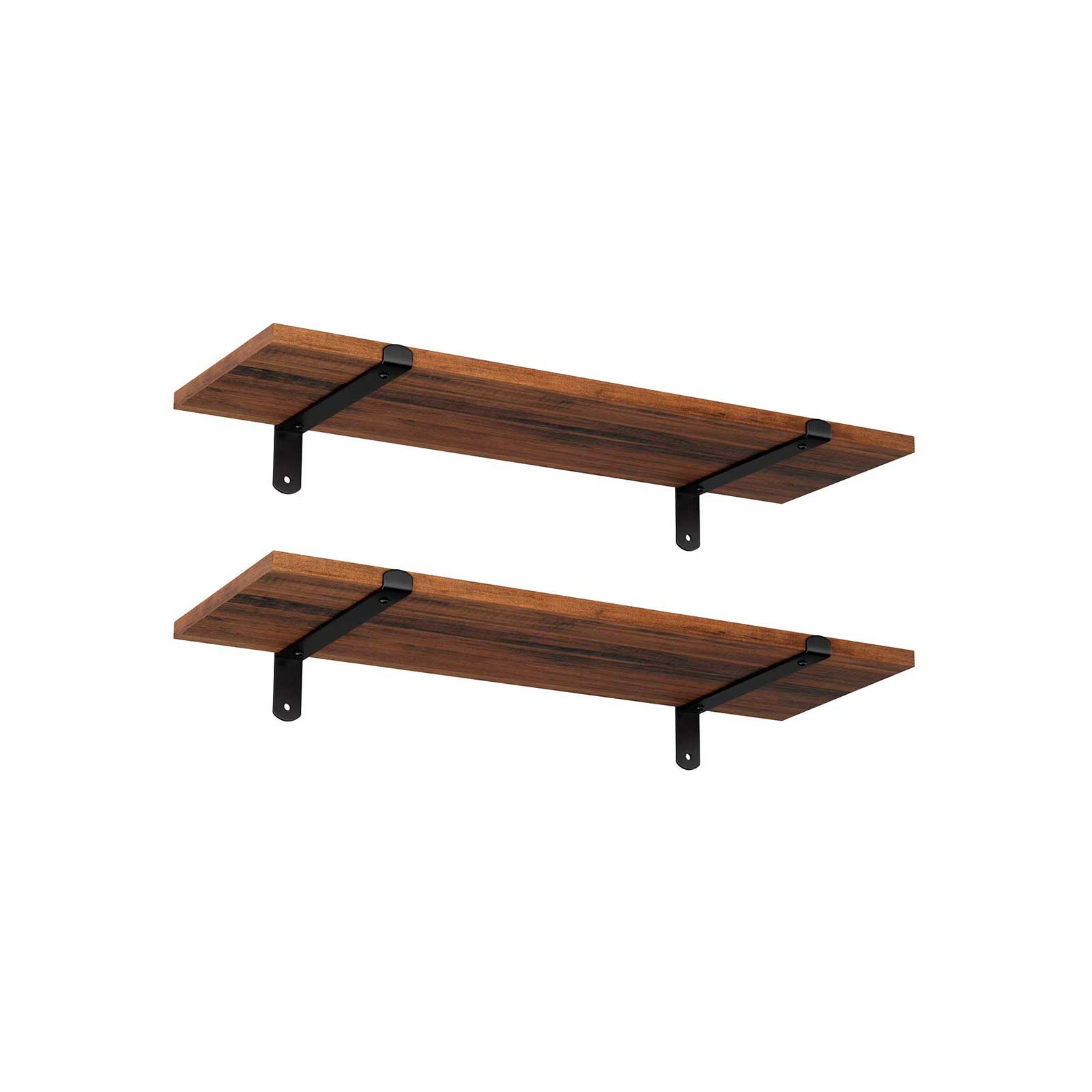 Wall shelves - Set of 2 - Floating planks - Industrial Design - Brown/Black