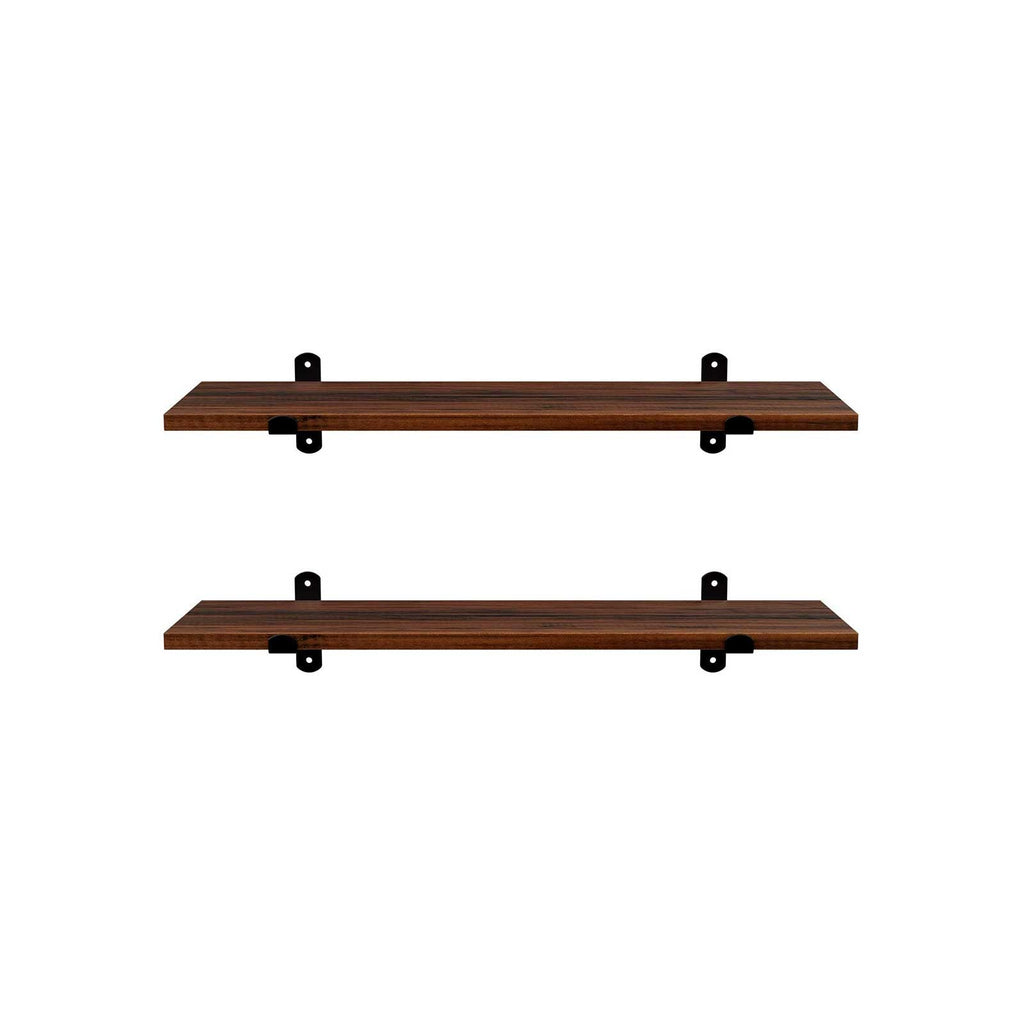 Wall shelves - Set of 2 - Floating planks - Industrial Design - Brown/Black