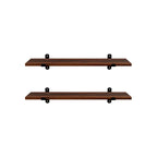 Wall shelves - Set of 2 - Floating planks - Industrial Design - Brown/Black